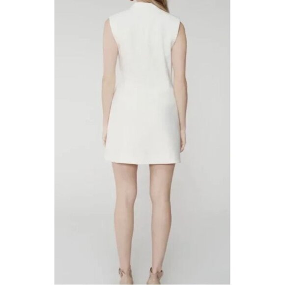 BCBGMAXAZRIA Off White V-Neck Caryn Wrap Vest Mini Dress Women's Large Elegant - Picture 4 of 15